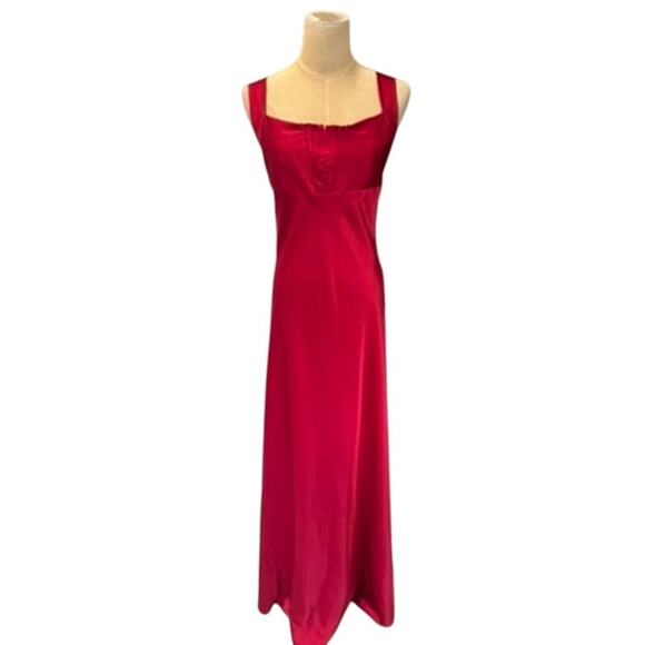 "CALVIN KLEIN" Maxi Satin Feel Prom Dress SZ 6 Formal Y2K 2000s Dance Princess - Picture 1 of 12